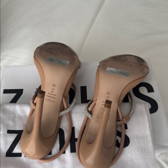 SCHUTZ Nude and Silver Heeled Sandals - Picture 8 of 9